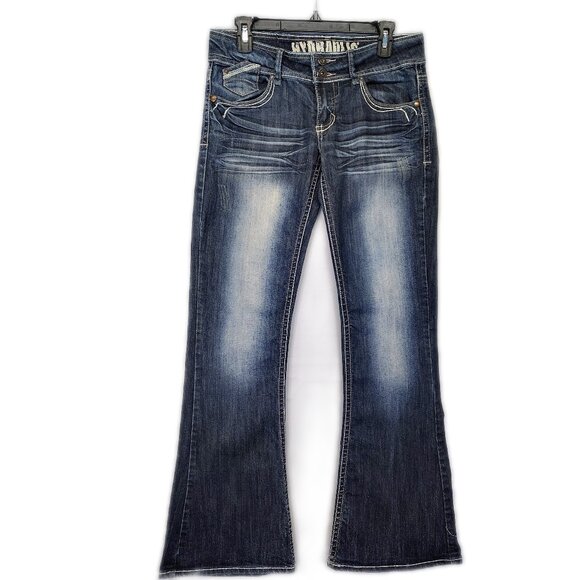 Hydraulic Metro Flare Blue Denim Stone Washed Jeans Juniors Size 9/10 - Picture 1 of 10